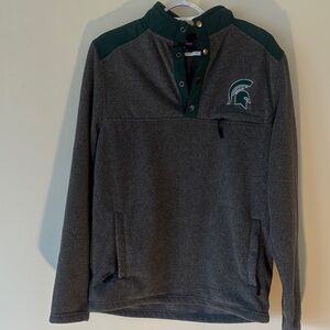 Colosseum Gray and Green Men's Michigan State Spartans Fleece Pullover